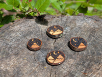 Hand Burned Moon and Mountain Wooden Magnet