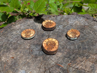 Hand Burned Sun Spiral Wooden Magnet
