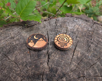 Hand Burned Sun and Moon Wooden Magnet Bundle