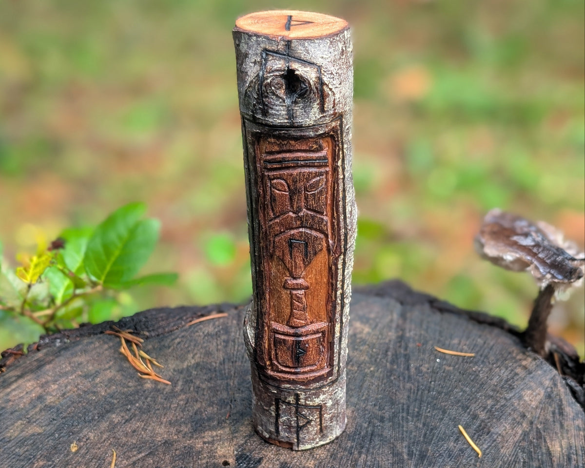 Thor Hand Carved Wooden Totem