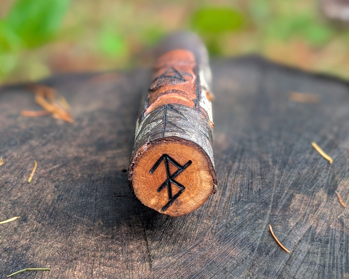 Triple Moon Hand Carved Wooden Totem