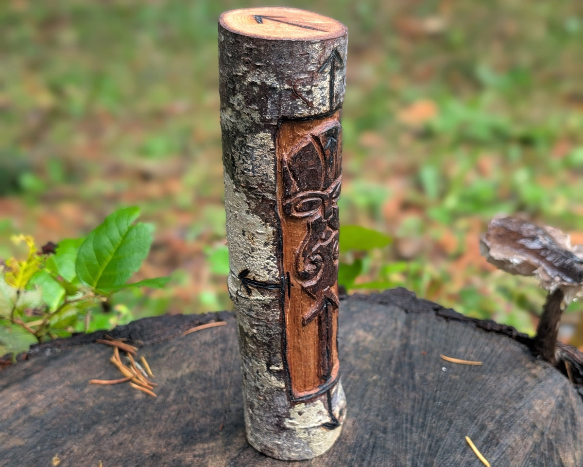 Tyr Hand Carved Wooden Totem