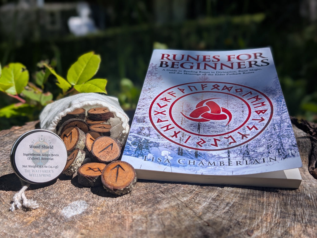Handcrafted Sealed Elder Futhark Rune Set with Wood Shield (1/2 oz) an ...