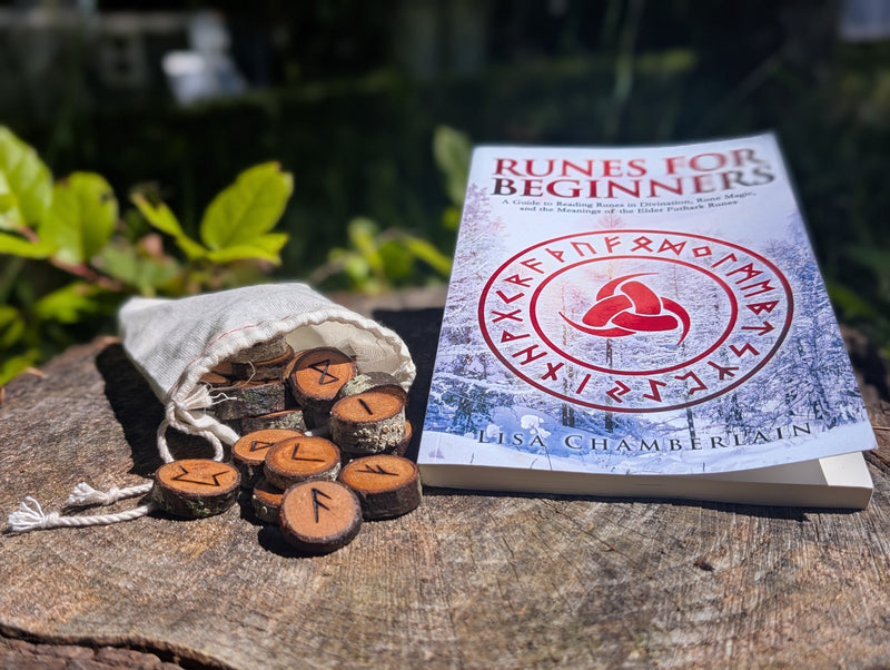 Handcrafted Sealed Elder Futhark Rune Set with Runes for Beginners Book Bundle