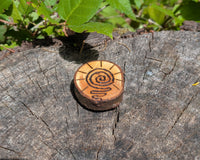 Hand Burned Sun Spiral Wooden Magnet