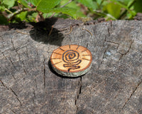Hand Burned Sun Spiral Wooden Magnet