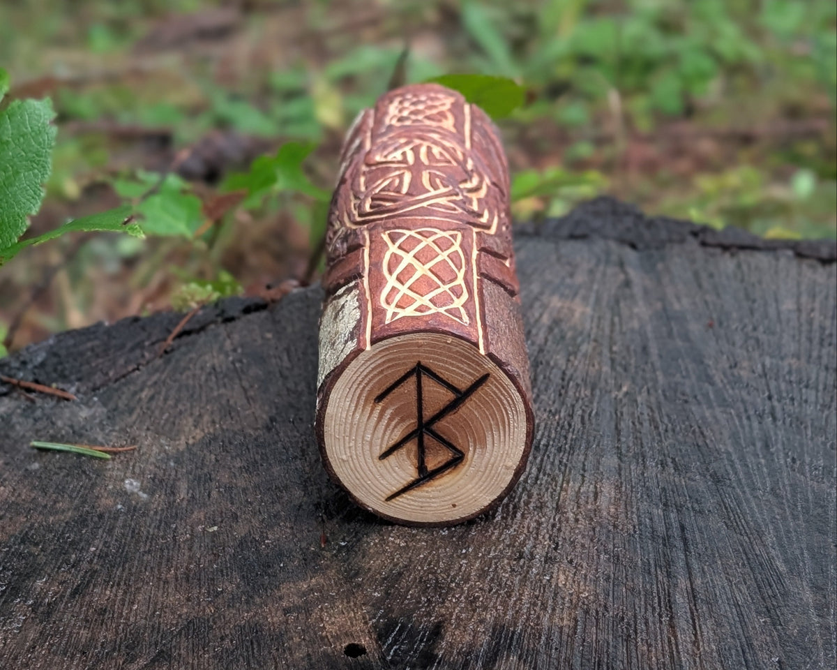 Celtic Cross Hand Carved Wooden Totem