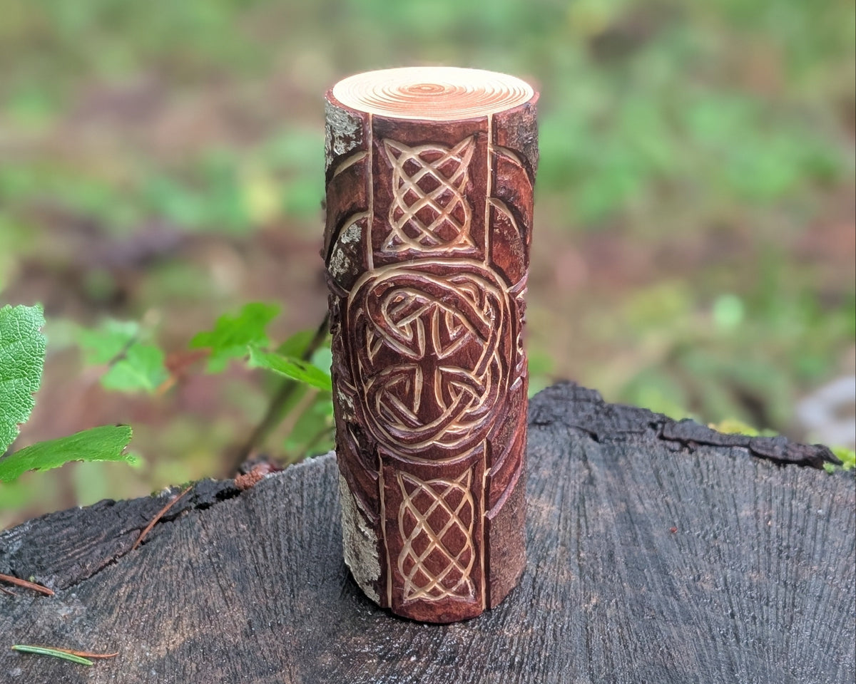 Celtic Cross Hand Carved Wooden Totem