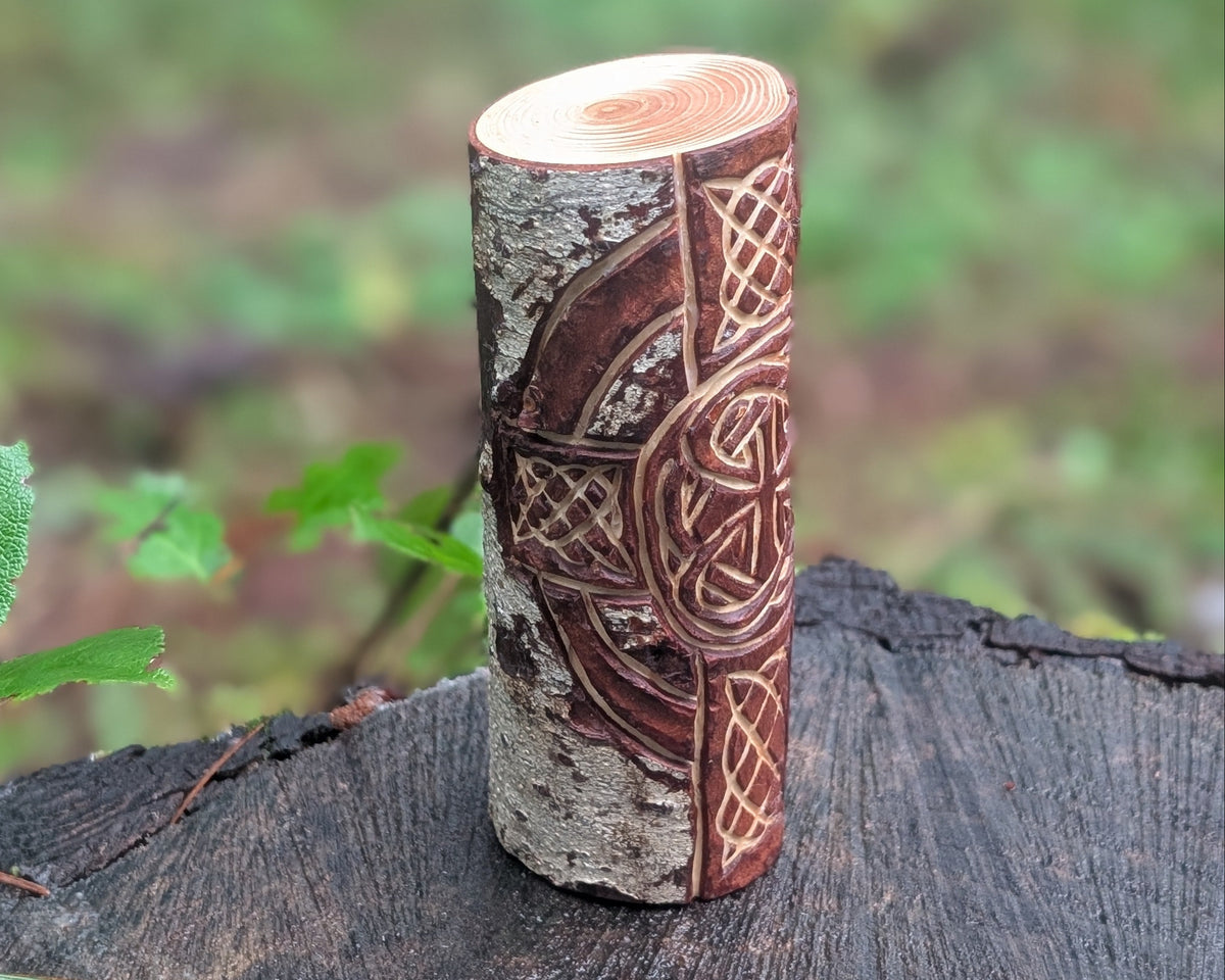 Celtic Cross Hand Carved Wooden Totem