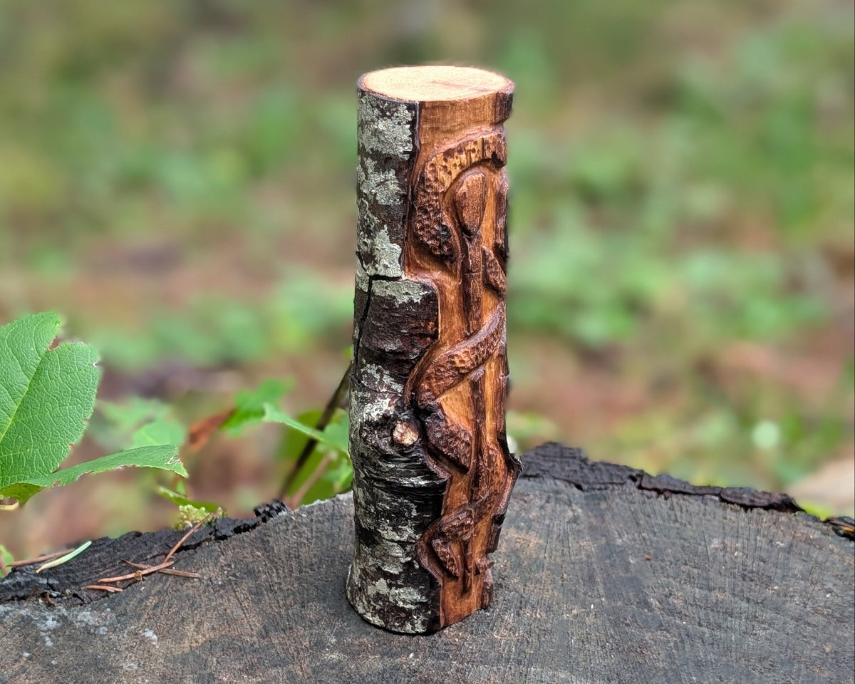 Aesclepius Wand Hand Carved Wooden Totem