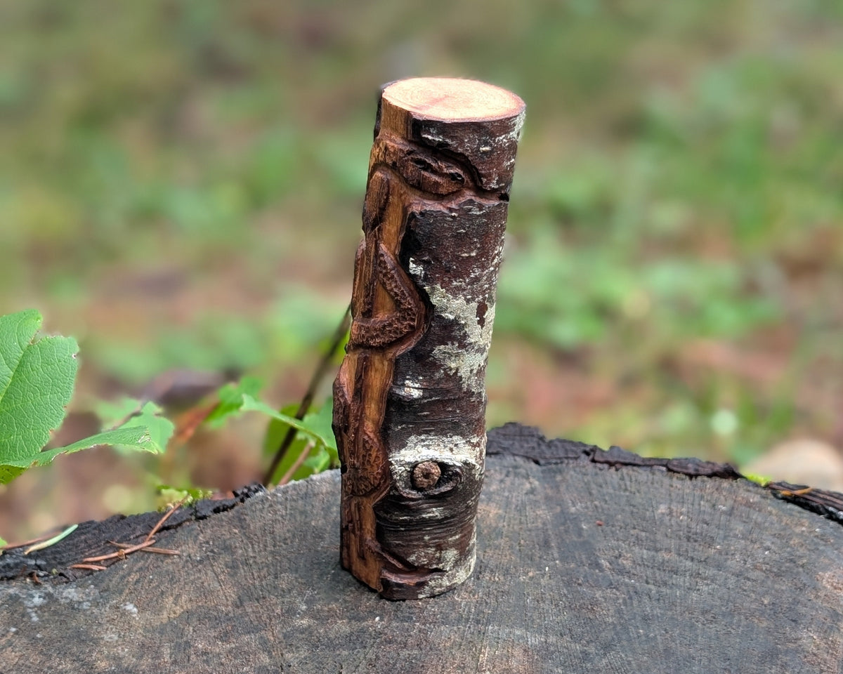Aesclepius Wand Hand Carved Wooden Totem