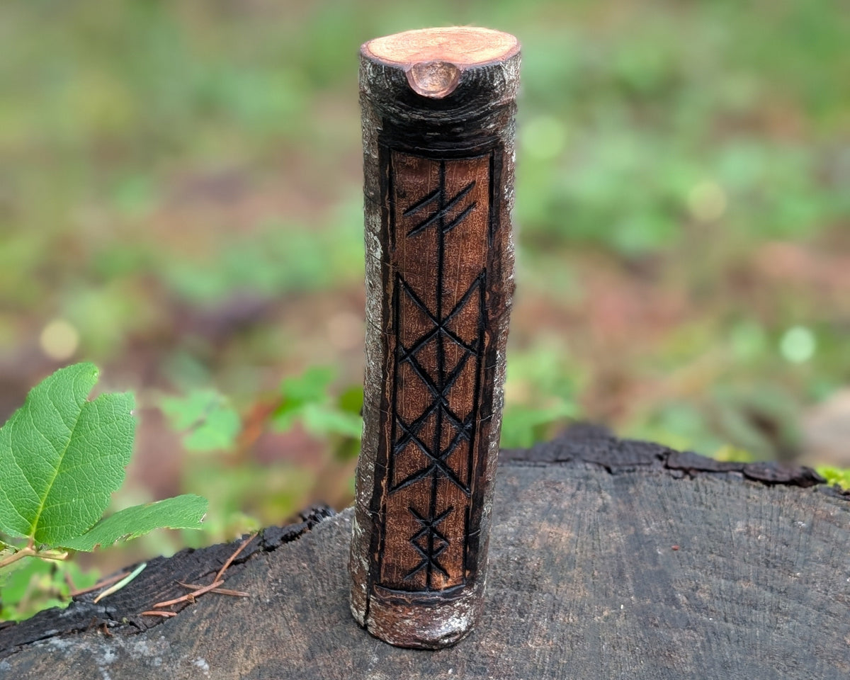 Web of Wyrd Hand Carved Wooden Totem