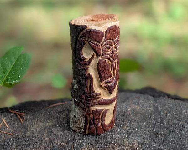 Krampus Hand Carved Wooden Totem