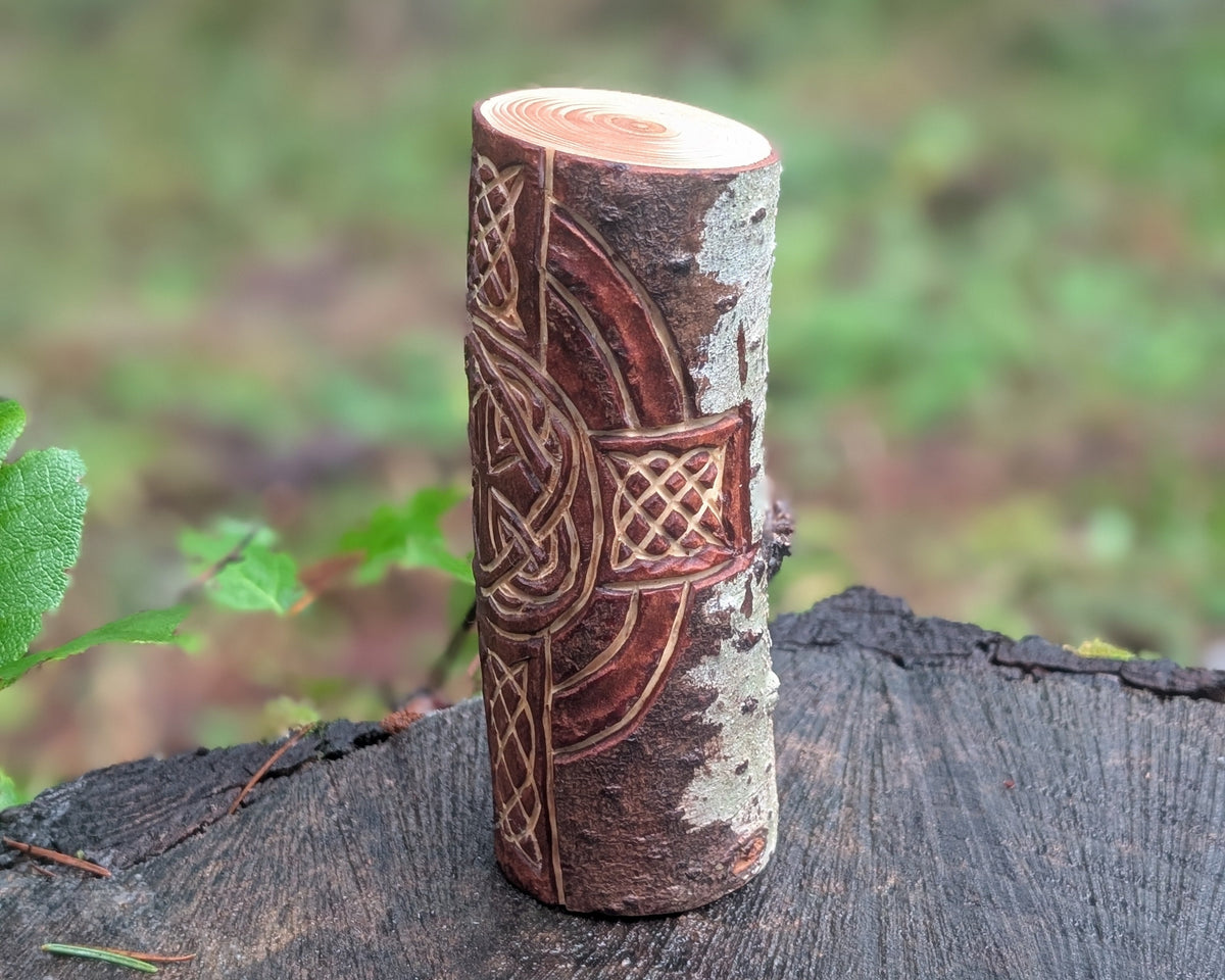 Celtic Cross Hand Carved Wooden Totem