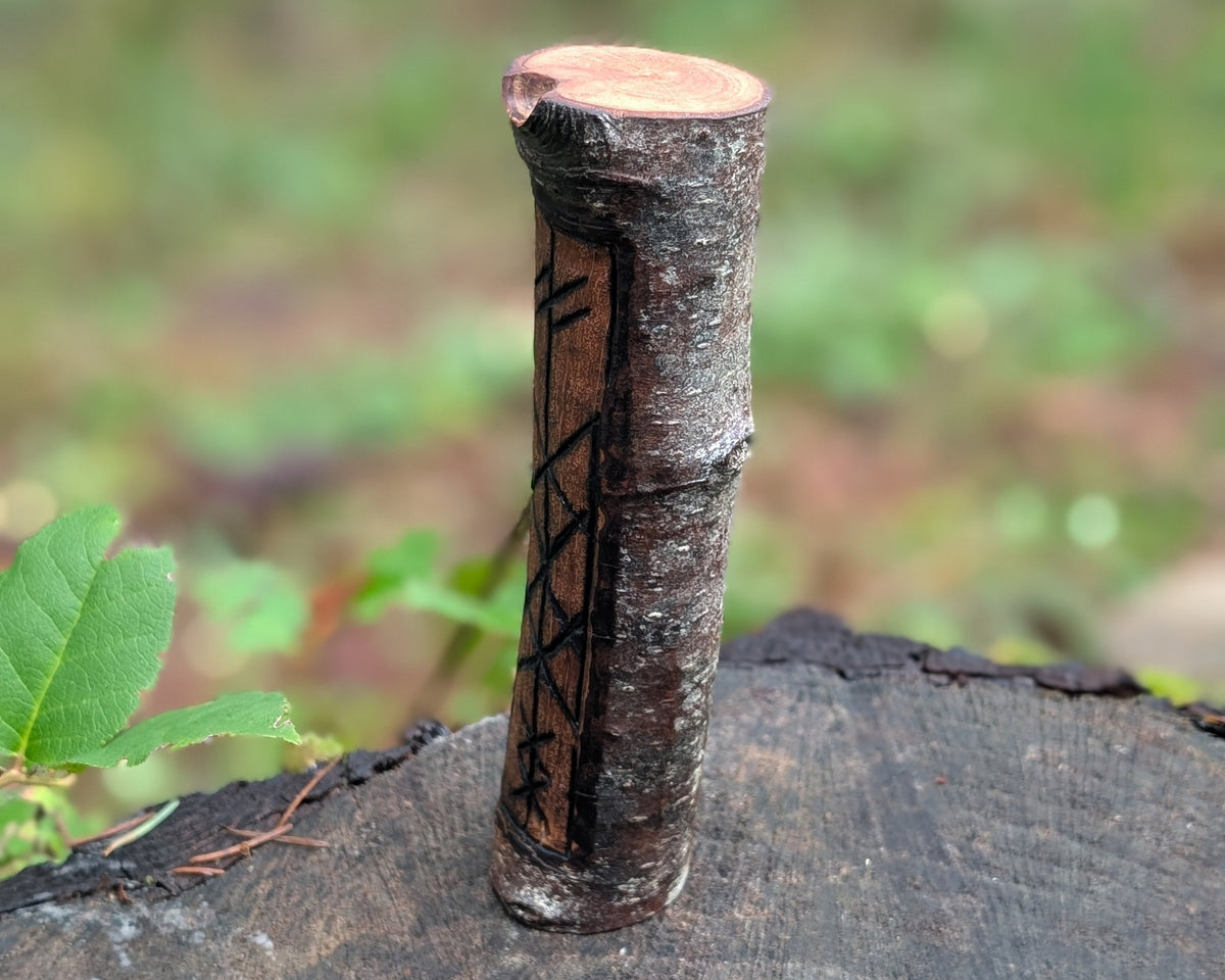 Web of Wyrd Hand Carved Wooden Totem